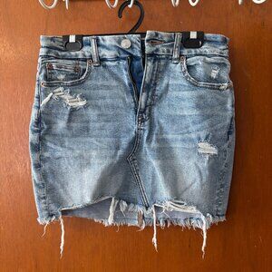 American Eagle Super Stretch Distressed Jean Skirt, Size 8, Curvy Fit
